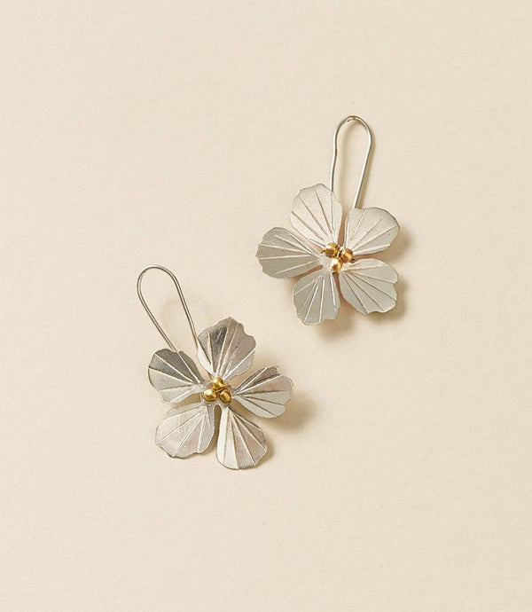 Sayuri Flower Silver Drop Earrings