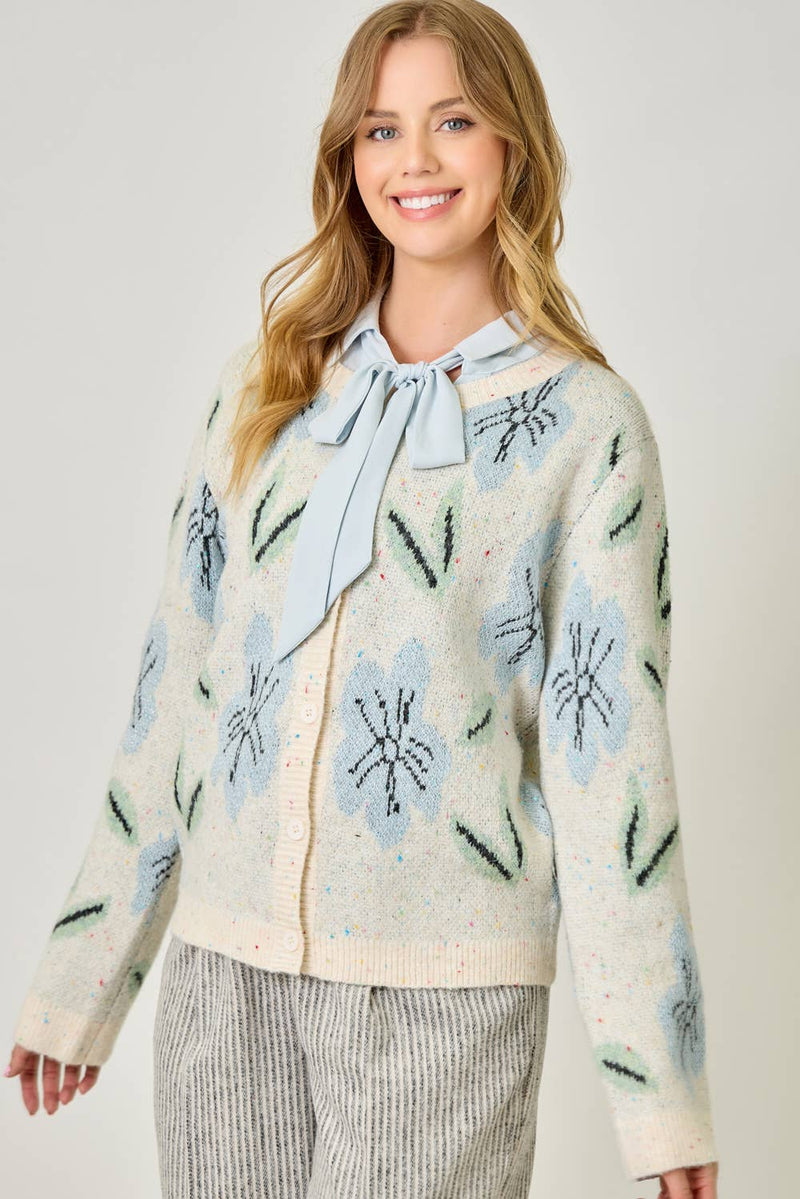 61133 Floral Sweater Cardigan