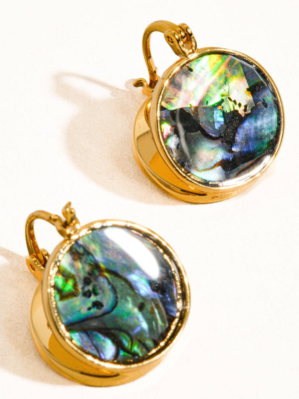 Zarae 18K Gold Round Natural Shell Earring