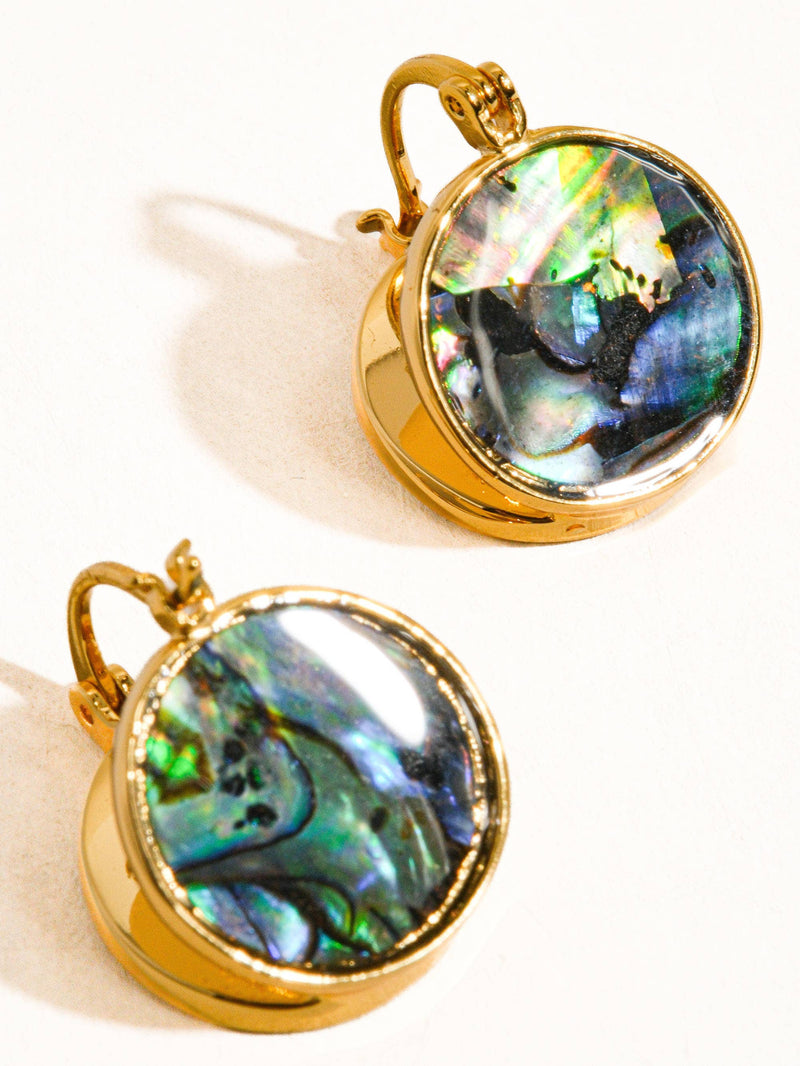 Zarae 18K Gold Round Natural Shell Earring