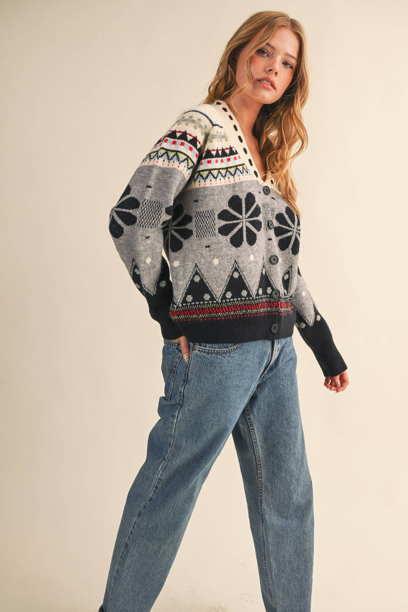 MULTI-COLOR SHAWL COLLAR SWEATER CARDIGAN MSW11026