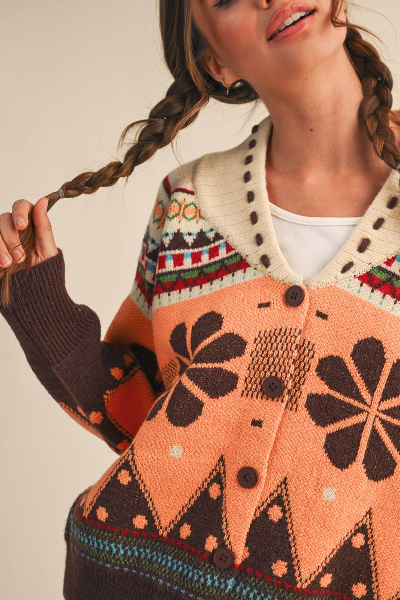 MULTI-COLOR SHAWL COLLAR SWEATER CARDIGAN MSW11026