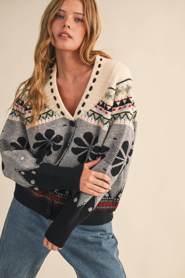 MULTI-COLOR SHAWL COLLAR SWEATER CARDIGAN MSW11026