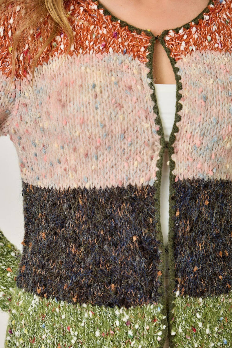 61203 Melange Color Blocked Cardigan