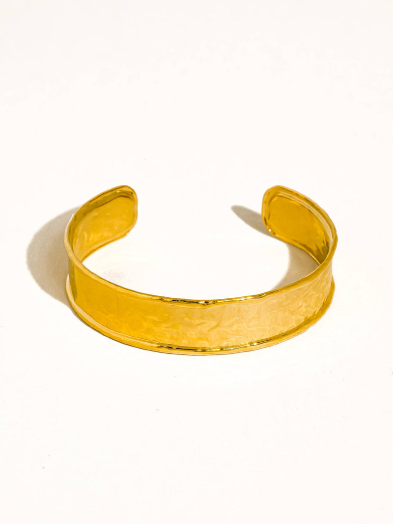 Zavra 18K Gold Non-Tarnish Hammered Cuff Bracelet