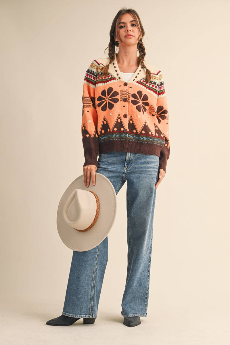 MULTI-COLOR SHAWL COLLAR SWEATER CARDIGAN MSW11026