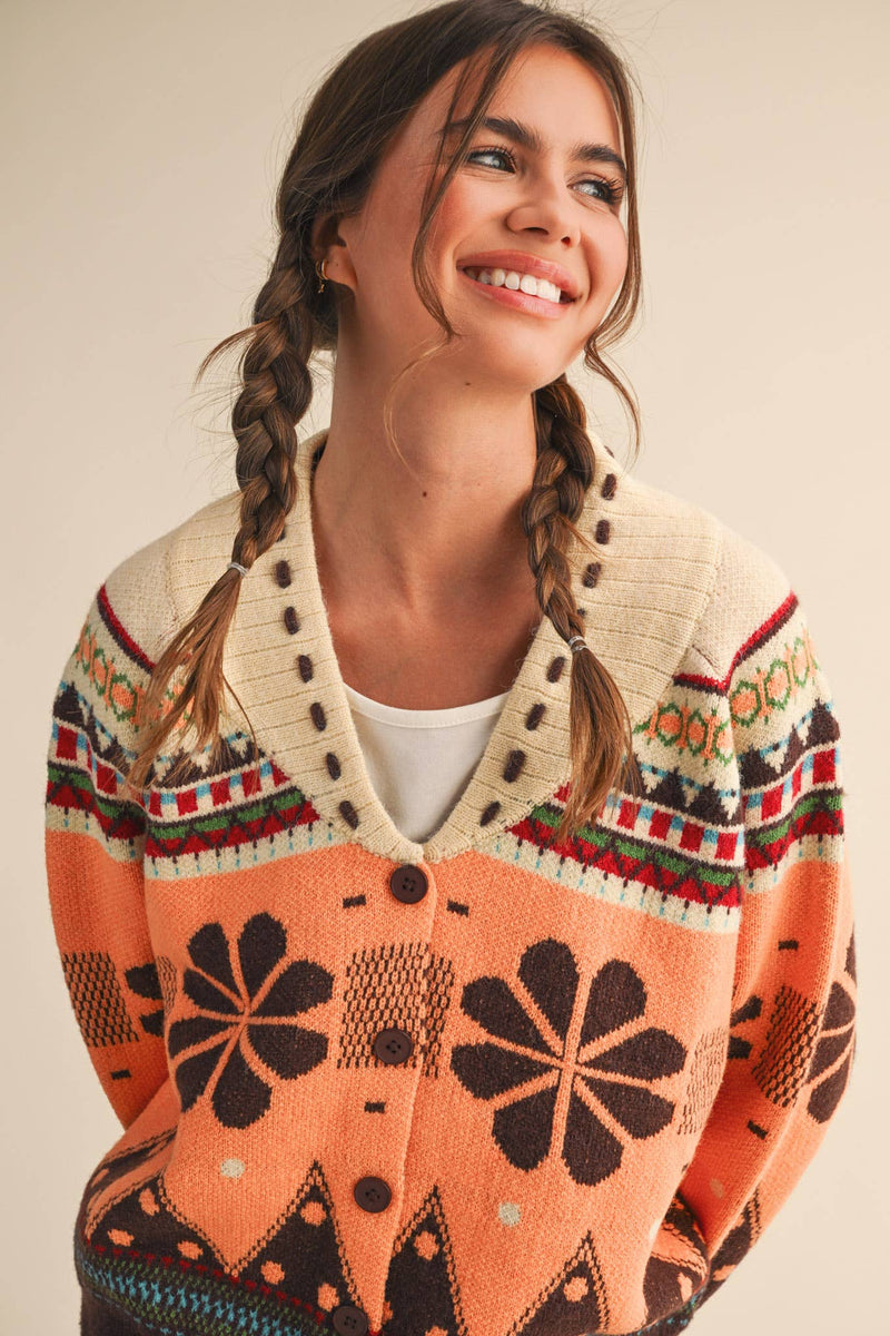 MULTI-COLOR SHAWL COLLAR SWEATER CARDIGAN MSW11026