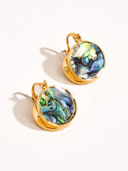 Zarae 18K Gold Round Natural Shell Earring
