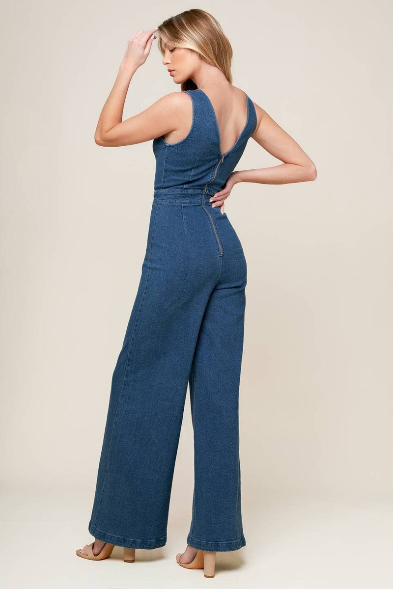 A washed denim jumpsuit - FLYING TOMATO - Terra Cotta Gorge Co.