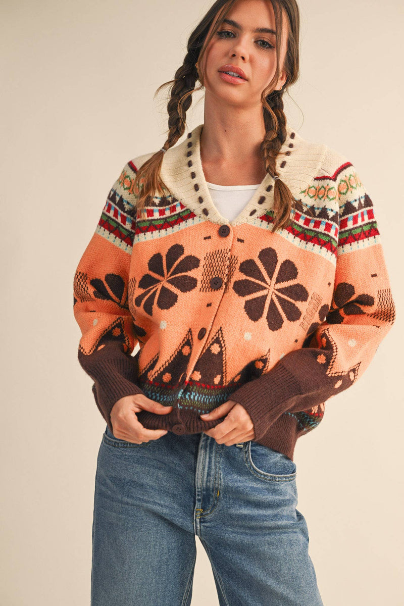 MULTI-COLOR SHAWL COLLAR SWEATER CARDIGAN MSW11026