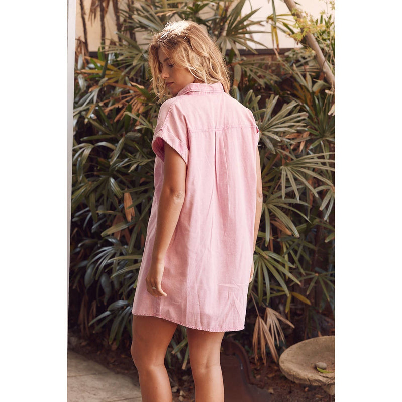 ACID WASHED BUTTON DOWN DRESS - in february - Terra Cotta Gorge Co.