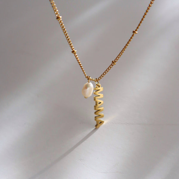 MAMA Pearl Charm Necklace