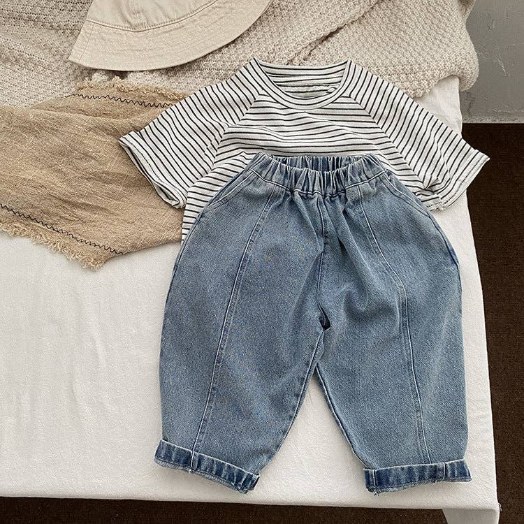 Baby Boy And Girl Light Blue Loose Vintage Style Jean Pants - MyKids-USA™ - Terra Cotta Gorge Co.