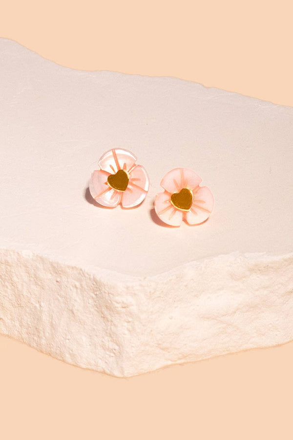 Blooming Heart Studs in Pink - Peter and June - Terra Cotta Gorge Co.