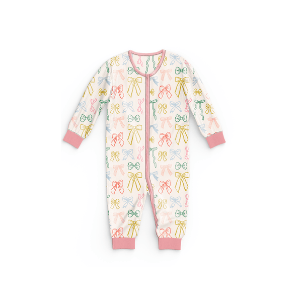 Bows Bamboo Baby Pajamas - Polished Prints - Terra Cotta Gorge Co.