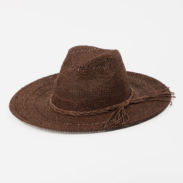 Braided Rope Straw Hat - Collections by Fame Accessories - Terra Cotta Gorge Co.