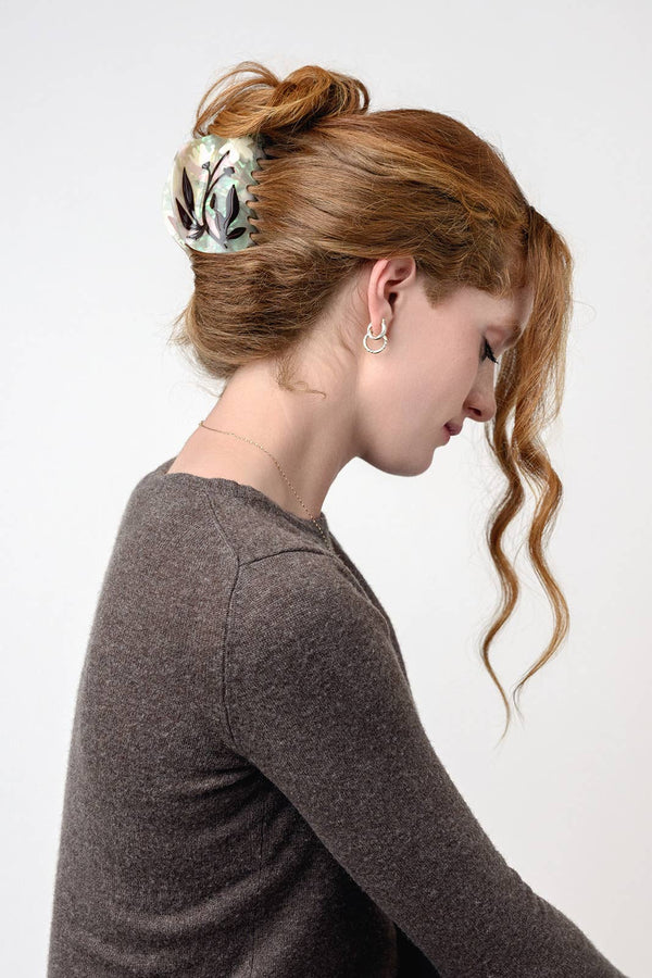 Bryony Floral XL Deep Women's Hair Claw Accessory in Cream - WINONA IRENE - Terra Cotta Gorge Co.