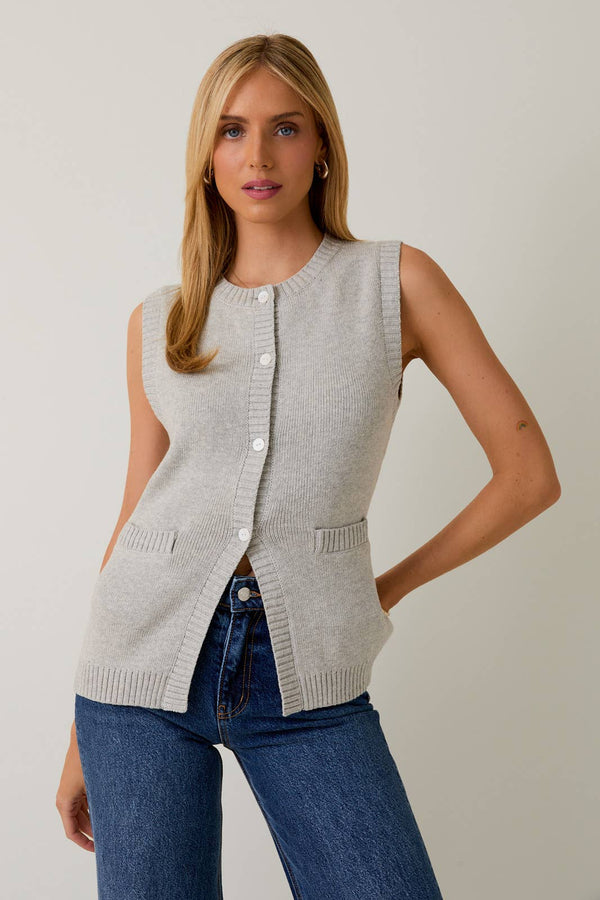 BUTTON DOWN KNIT VEST - Sunday Edition by LE LIS - Terra Cotta Gorge Co.