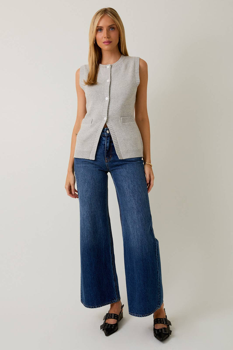 BUTTON DOWN KNIT VEST - Sunday Edition by LE LIS - Terra Cotta Gorge Co.