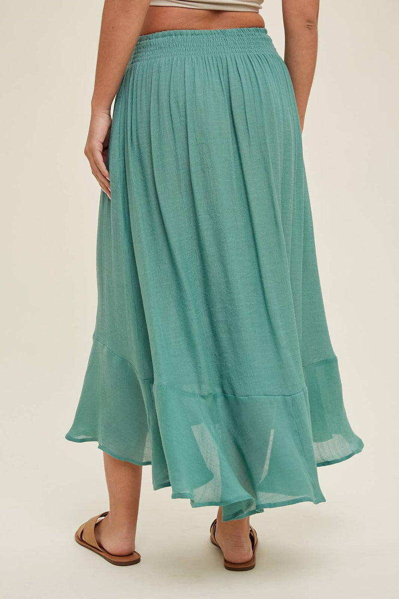 BUTTON - UP MIDI SKIRT WITH DRAWSTRING - Wishlist Apparel - Terra Cotta Gorge Co.