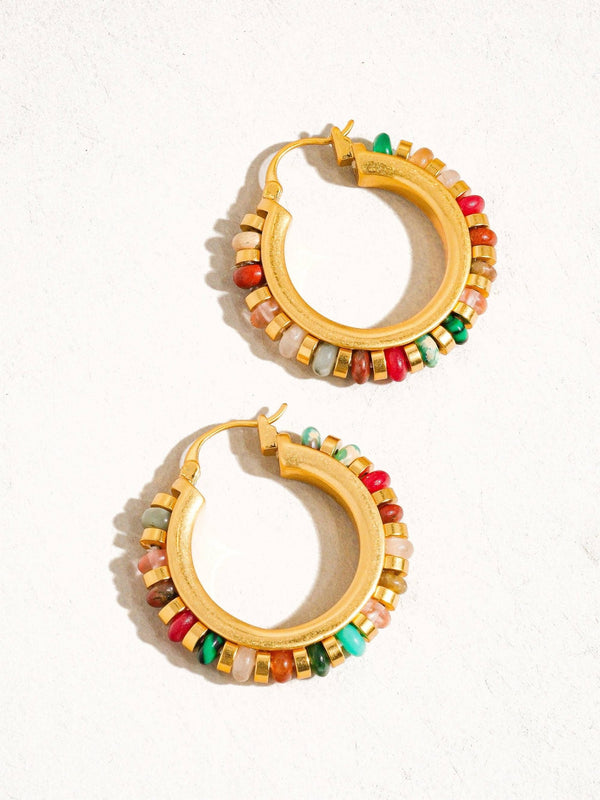 Capri 18K Gold Color Beaded Resort Hoop Earring - Flânerie by MAIQ - Terra Cotta Gorge Co.