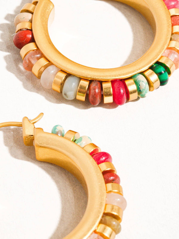 Capri 18K Gold Color Beaded Resort Hoop Earring - Flânerie by MAIQ - Terra Cotta Gorge Co.