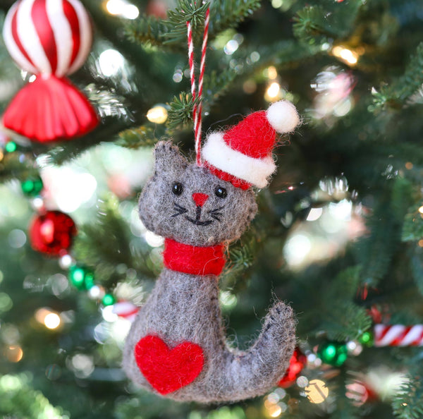 Cat Felt Wool Christmas Ornament - Ornaments 4 Orphans - Terra Cotta Gorge Co.