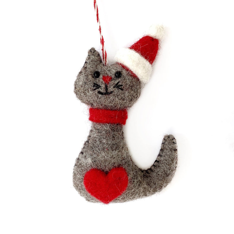 Cat Felt Wool Christmas Ornament - Ornaments 4 Orphans - Terra Cotta Gorge Co.