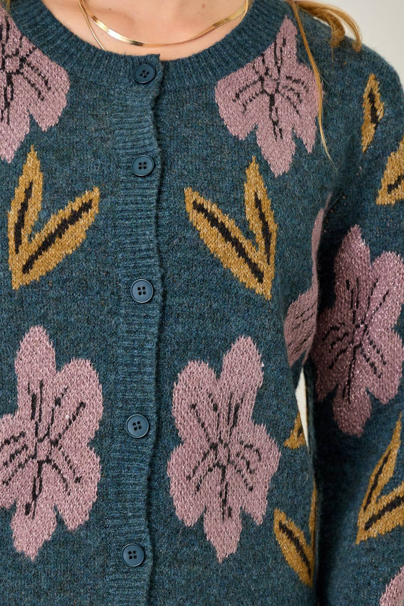 61133 Floral Sweater Cardigan