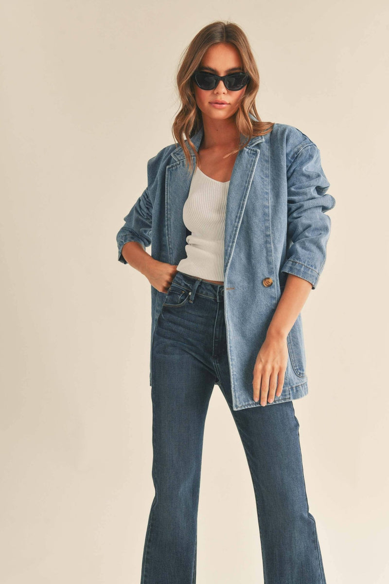 DENIM OVERSIZE BLAZER - MIOU MUSE - Terra Cotta Gorge Co.