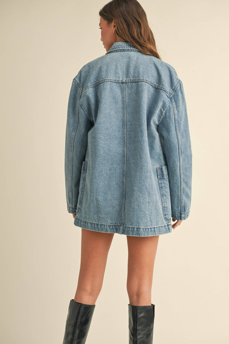 DENIM OVERSIZE BLAZER - MIOU MUSE - Terra Cotta Gorge Co.