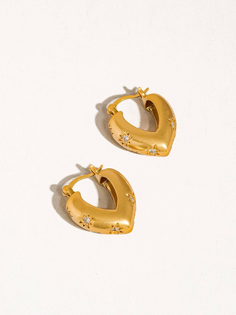 Desi 18K Gold Star CZ Heart Hoop Earring - Flânerie by MAIQ - Terra Cotta Gorge Co.