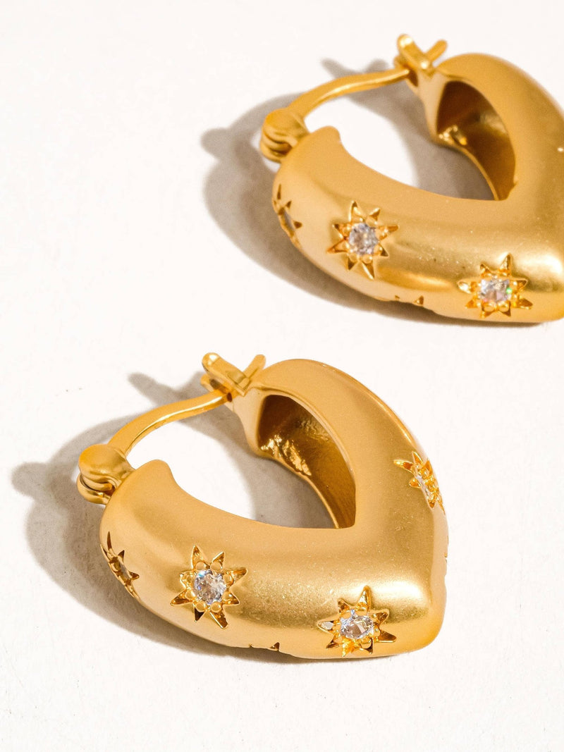 Desi 18K Gold Star CZ Heart Hoop Earring - Flânerie by MAIQ - Terra Cotta Gorge Co.