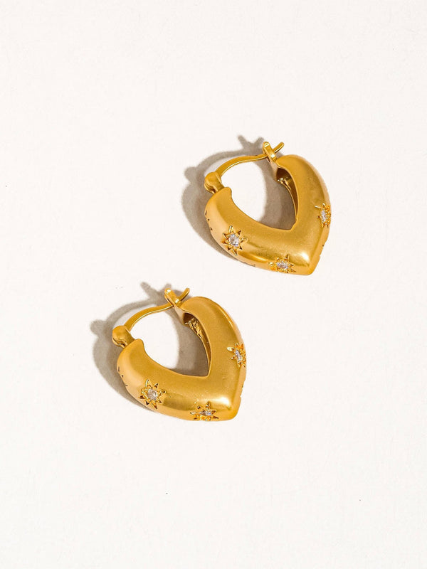 Desi 18K Gold Star CZ Heart Hoop Earring - Flânerie by MAIQ - Terra Cotta Gorge Co.