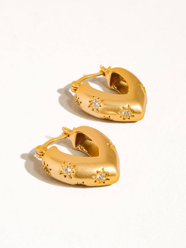 Desi 18K Gold Star CZ Heart Hoop Earring - Flânerie by MAIQ - Terra Cotta Gorge Co.