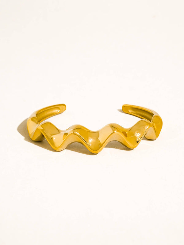 Zauris 18K Gold Non-Tarnish Wave Cuff Bracelet