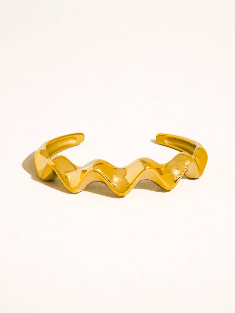 Zauris 18K Gold Non-Tarnish Wave Cuff Bracelet