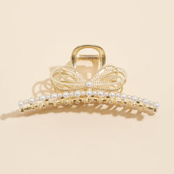 Elegant Gold Hair Claw with Pearl Accent - Lilla Haven - Terra Cotta Gorge Co.