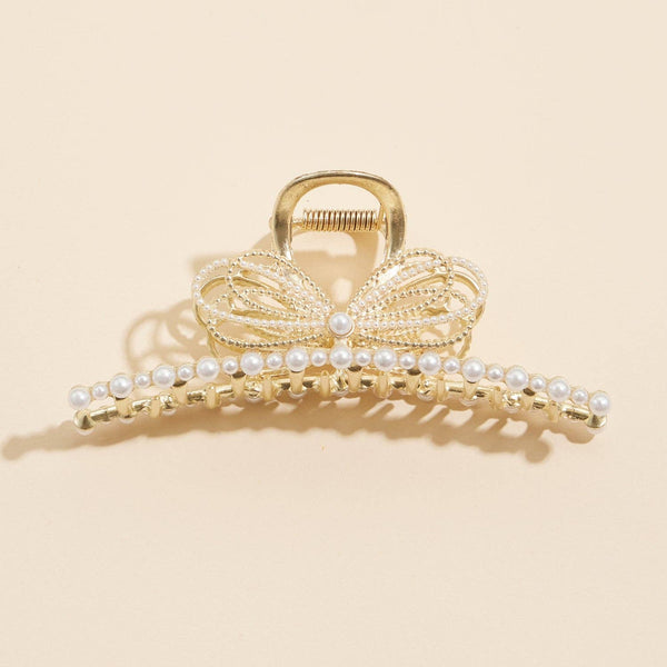 Elegant Gold Hair Claw with Pearl Accent - Lilla Haven - Terra Cotta Gorge Co.