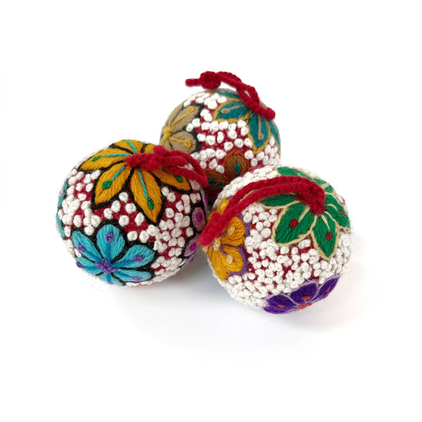 Embroidered Wool Ball Ornament - Ornaments 4 Orphans - Terra Cotta Gorge Co.