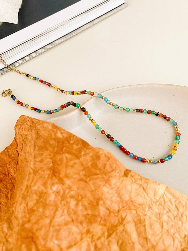 Estelle 18K Gold Non - Tarnish Beaded Multi Color Necklace - Flânerie by MAIQ - Terra Cotta Gorge Co.