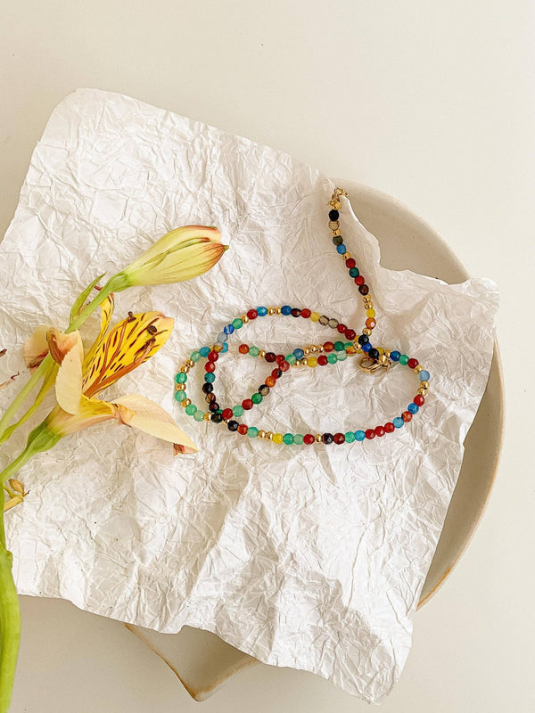 Estelle 18K Gold Non - Tarnish Beaded Multi Color Necklace - Flânerie by MAIQ - Terra Cotta Gorge Co.