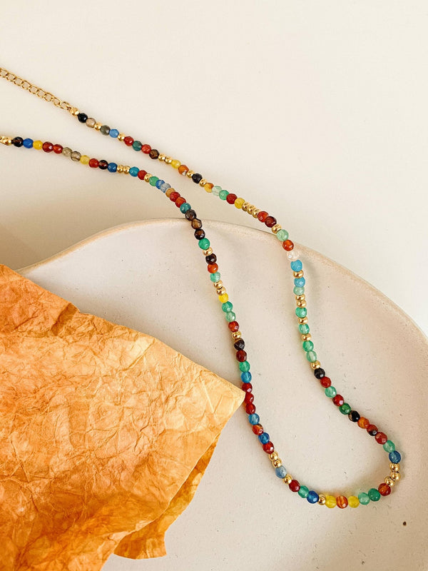 Estelle 18K Gold Non - Tarnish Beaded Multi Color Necklace - Flânerie by MAIQ - Terra Cotta Gorge Co.