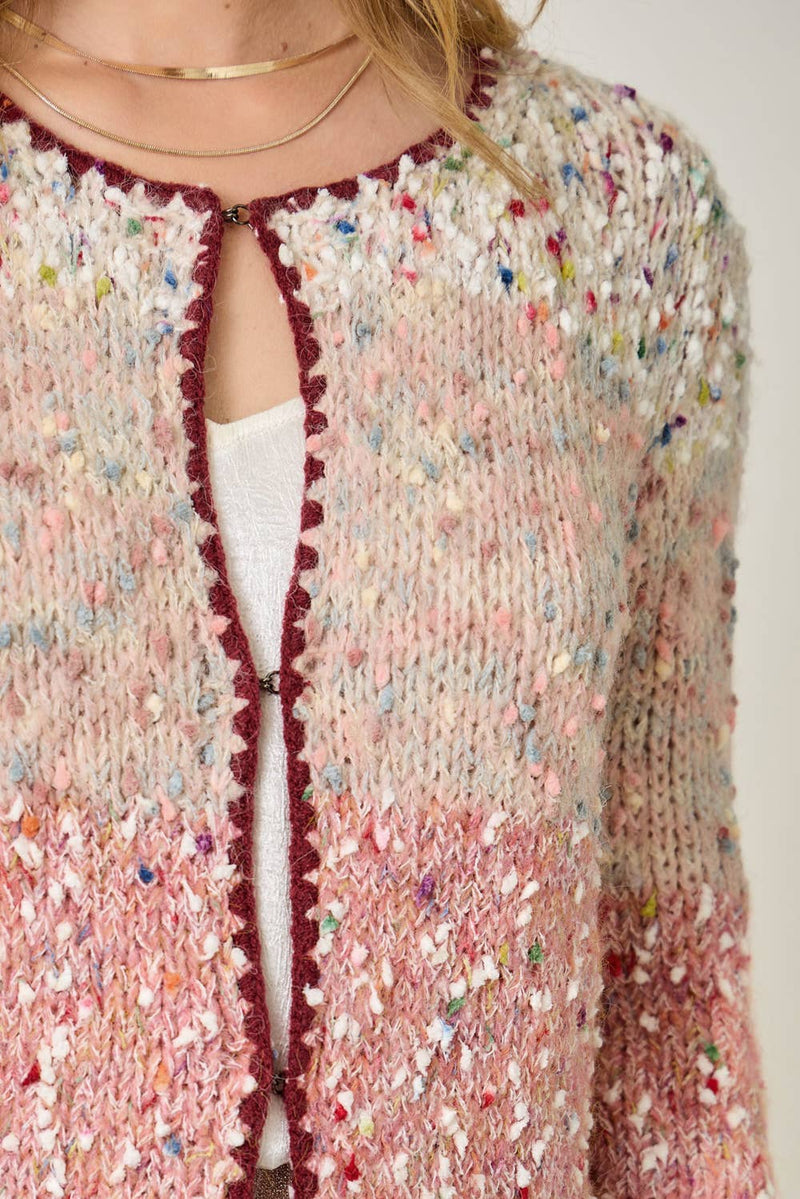 61203 Melange Color Blocked Cardigan