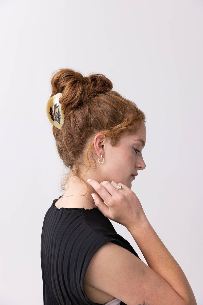 Fall Rosehip Flower Neutral Acetate Hair Claw - WINONA IRENE - Terra Cotta Gorge Co.