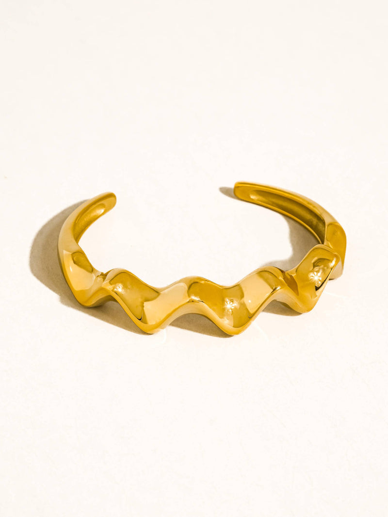 Zauris 18K Gold Non-Tarnish Wave Cuff Bracelet