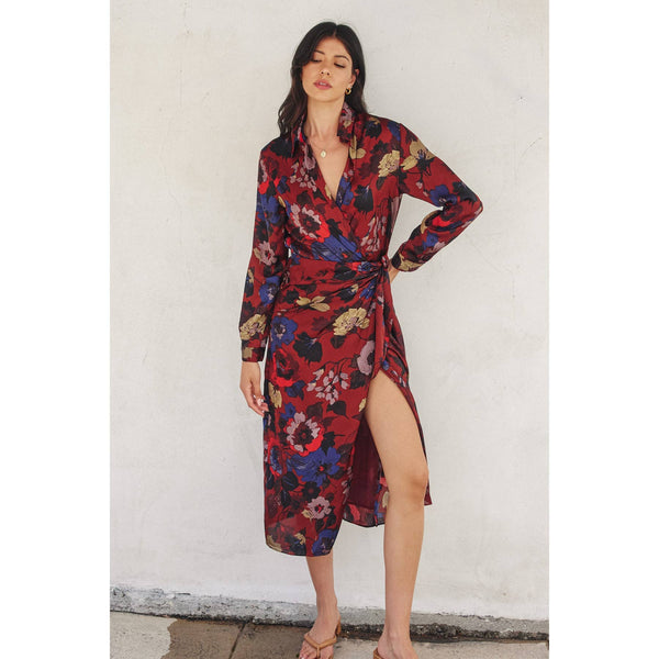 Fireplace Midi Shirt Wrap Dress - Dress Forum - Terra Cotta Gorge Co.