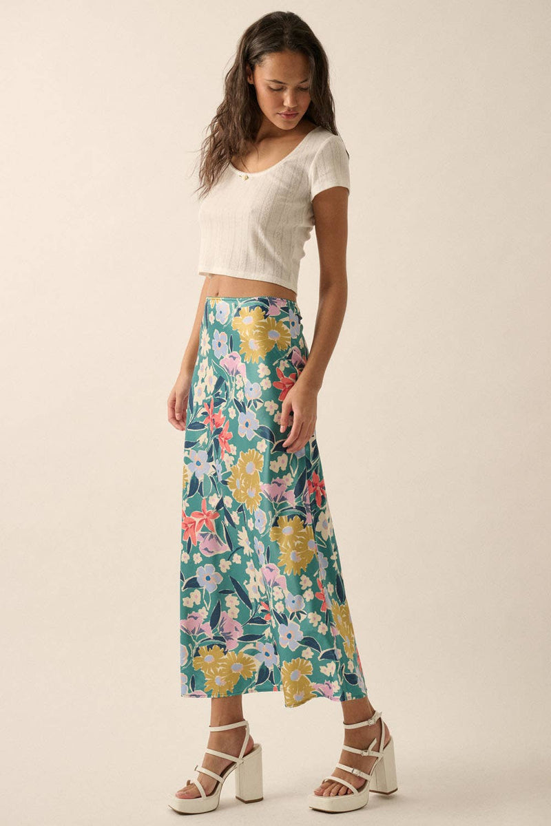 Floral Lace - Trim High - Waist Midi Skirt - Promesa USA - Terra Cotta Gorge Co.