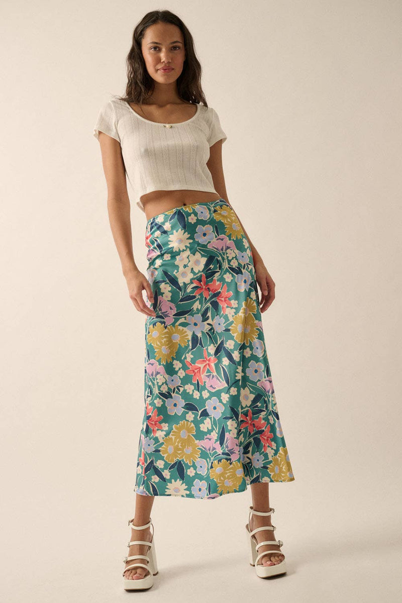 Floral Lace - Trim High - Waist Midi Skirt - Promesa USA - Terra Cotta Gorge Co.