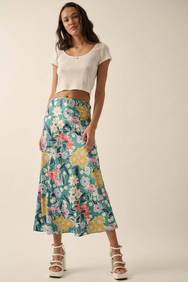 Floral Lace - Trim High - Waist Midi Skirt - Promesa USA - Terra Cotta Gorge Co.